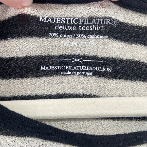 Majestic Filatures Deluxe Teeshirt Stripe Long Sleeve Top Size 3 US Medium - Picture 2 of 6